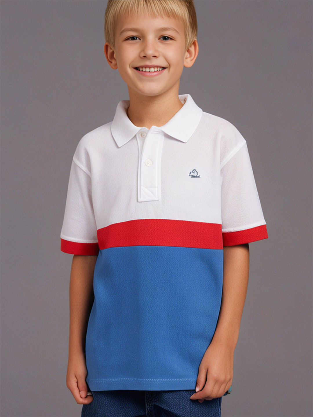 Cherry Crumble Boys Multicolor Colourblocked Boho Polo T-shirt