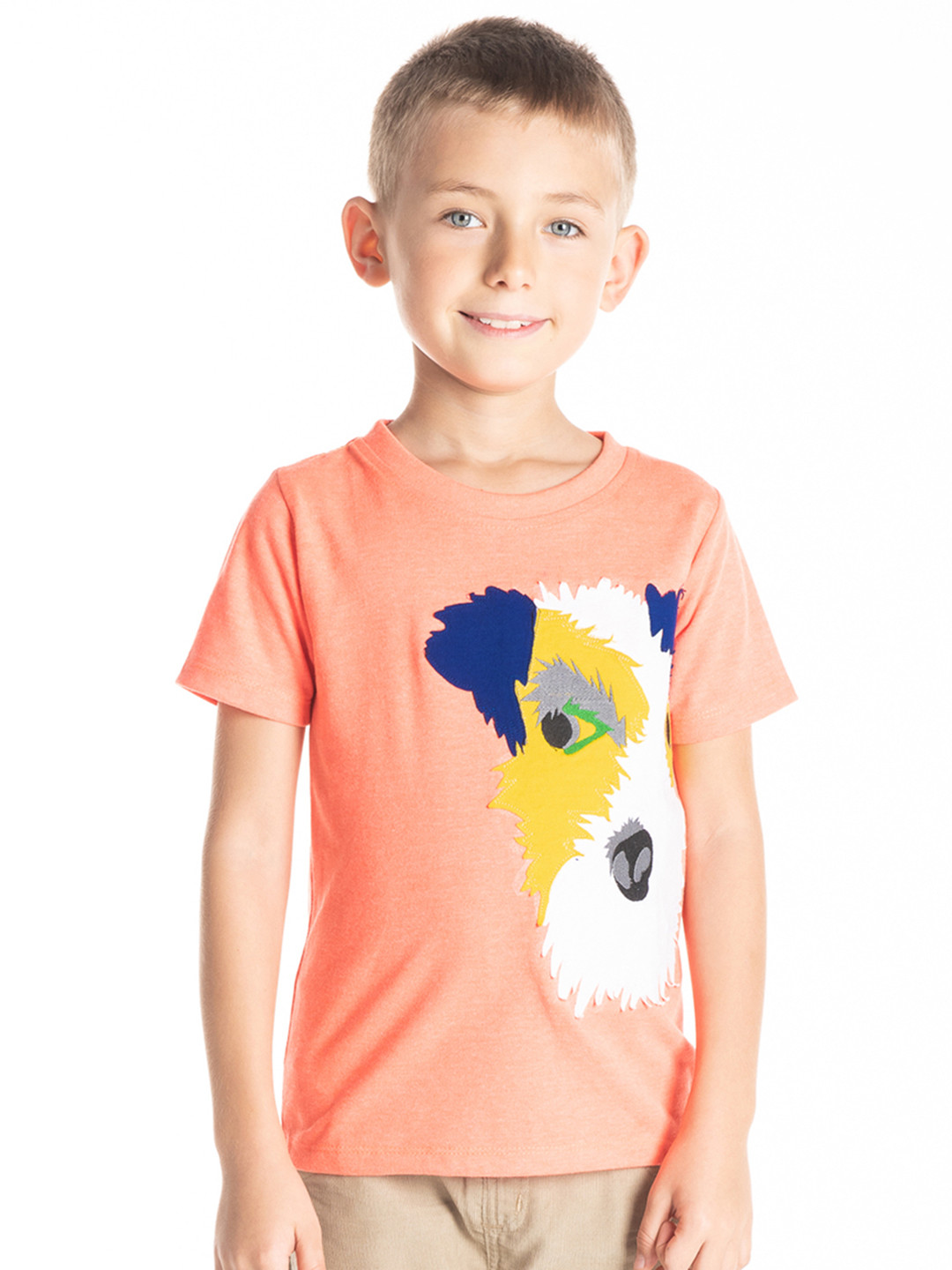 Cherry Crumble Boys Orange Applique Roofy T-shirt