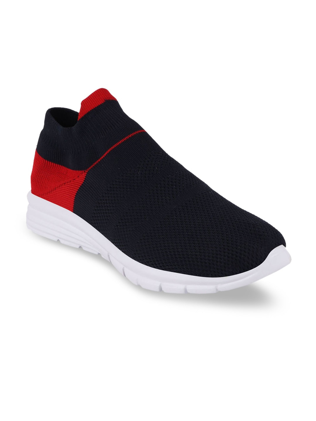 FAUSTO Men Navy Blue & Red Colourblocked Walking Shoes