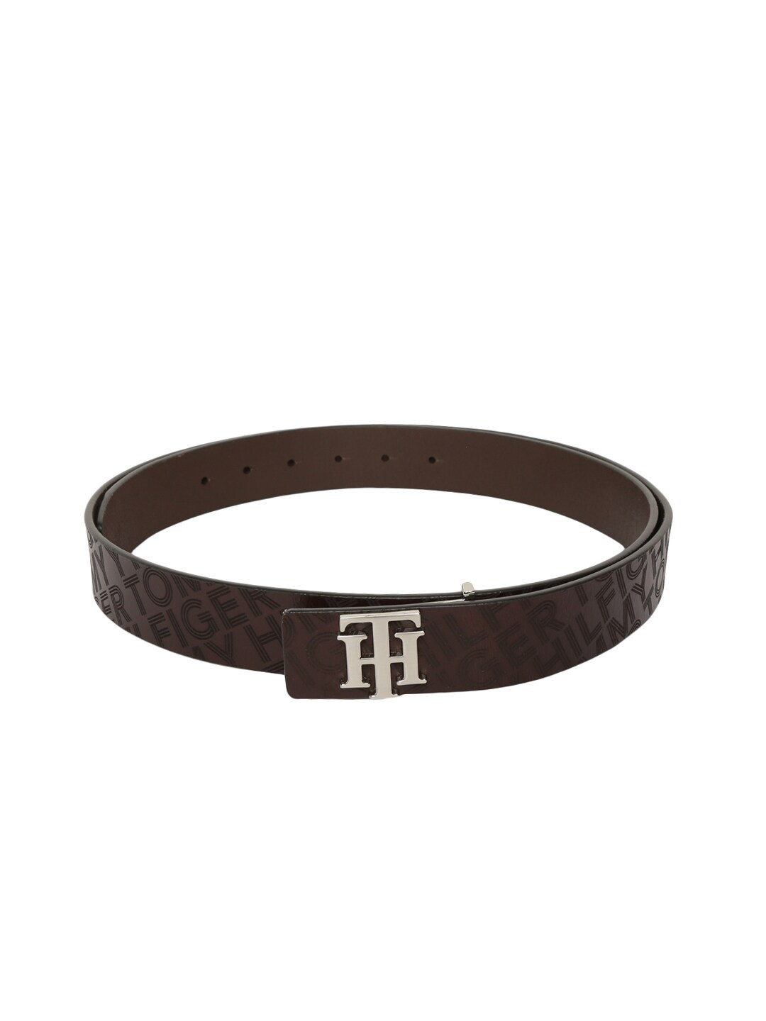 Tommy Hilfiger Unisex Brown Printed Leather Belt