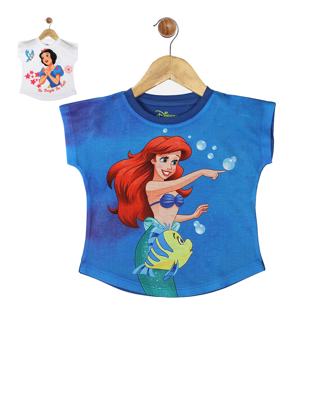 YK Disney Girls Pack of 2 Disney Princess Print Tops