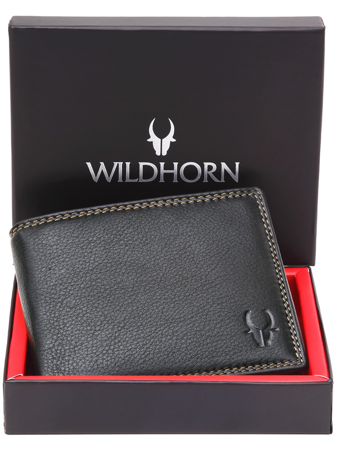 WildHorn Unisex Black Genuine Leather Wallet