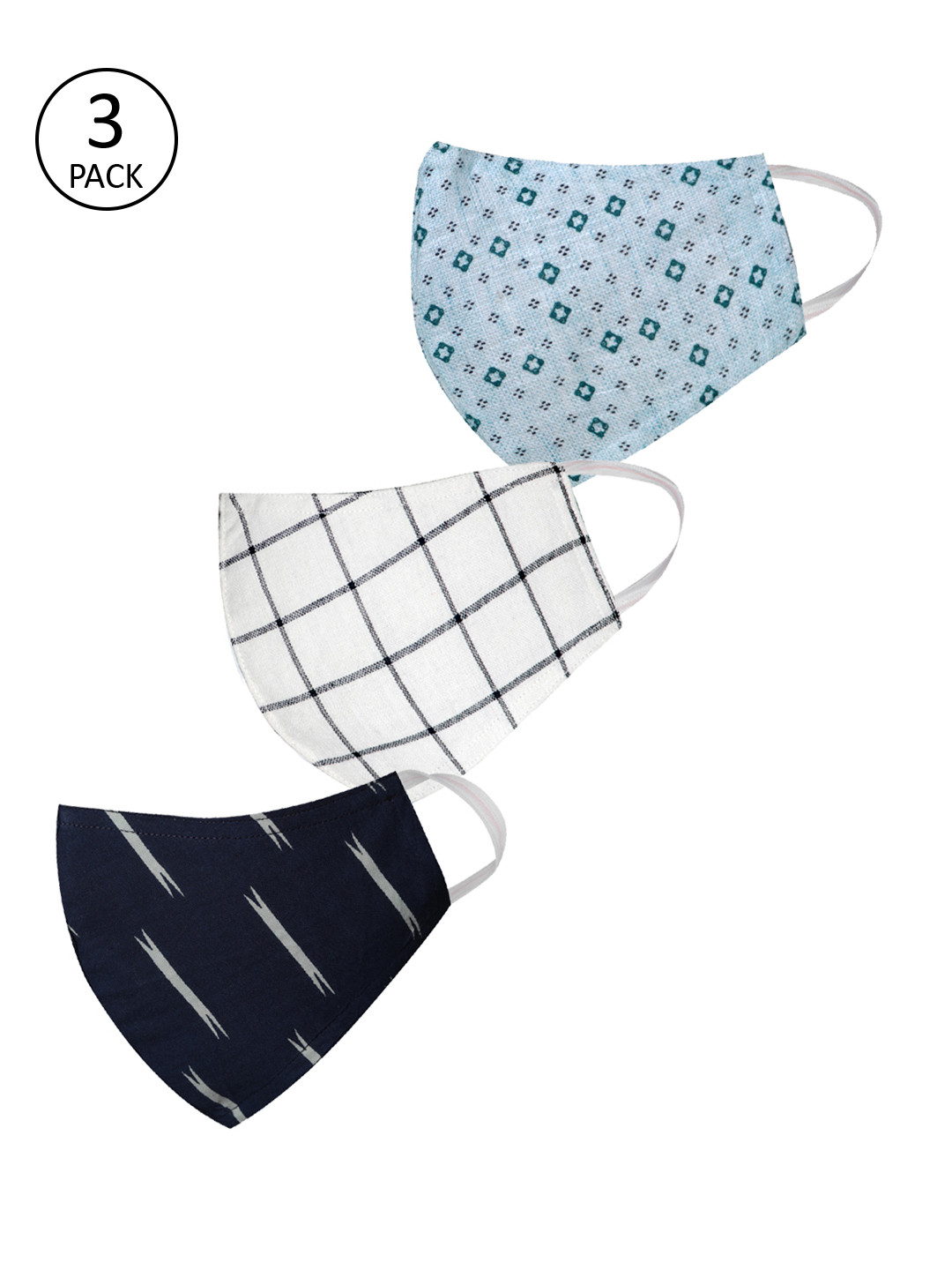 VASTRAMAY Adults 3 Pcs Reusable 3-Ply Protective Cloth Masks