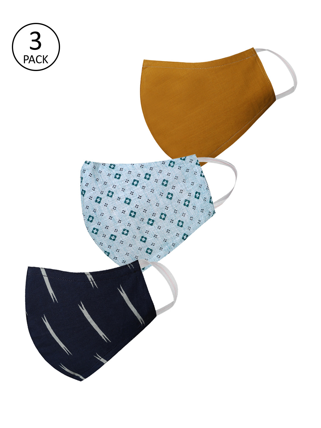 VASTRAMAY Adults 3 Pcs Reusable 3-Ply Protective Cloth Masks