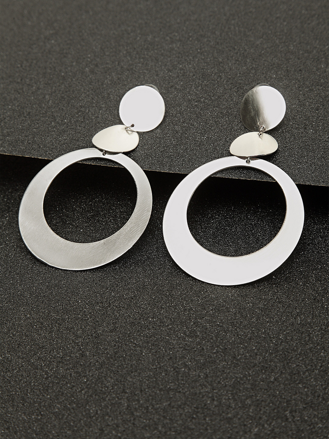Madame Silver Circular Drop Earrings