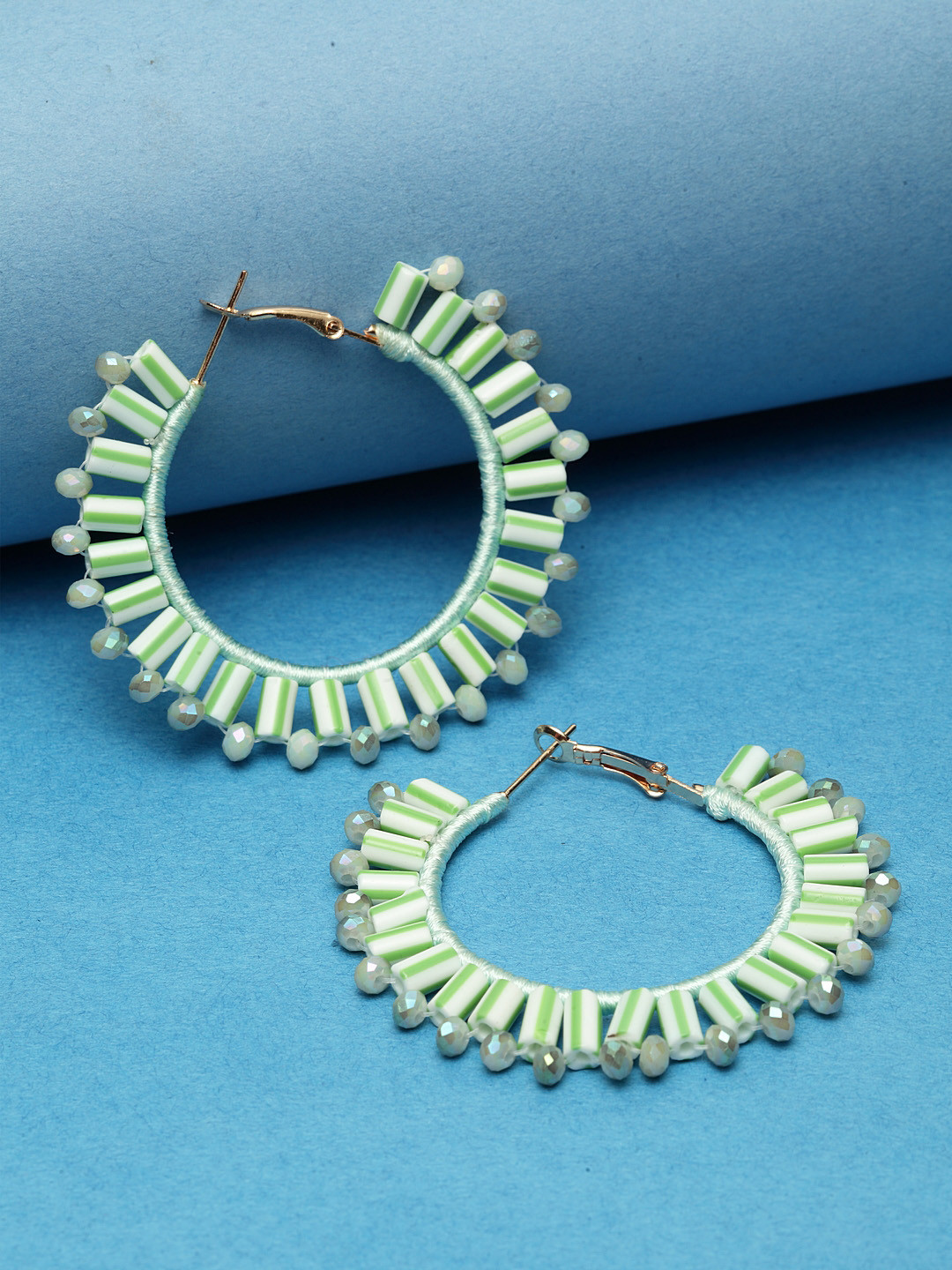 Madame Sea Green Circular Handmade Hoop Earrings