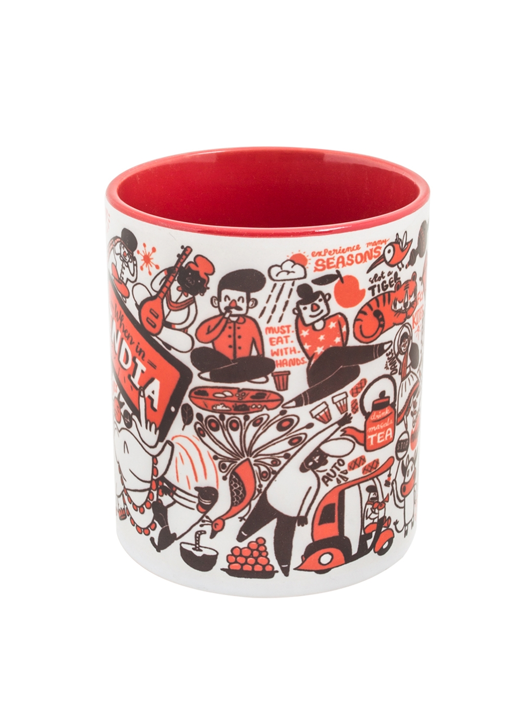 Chumbak White   Red When In India Printed Coffee Mug