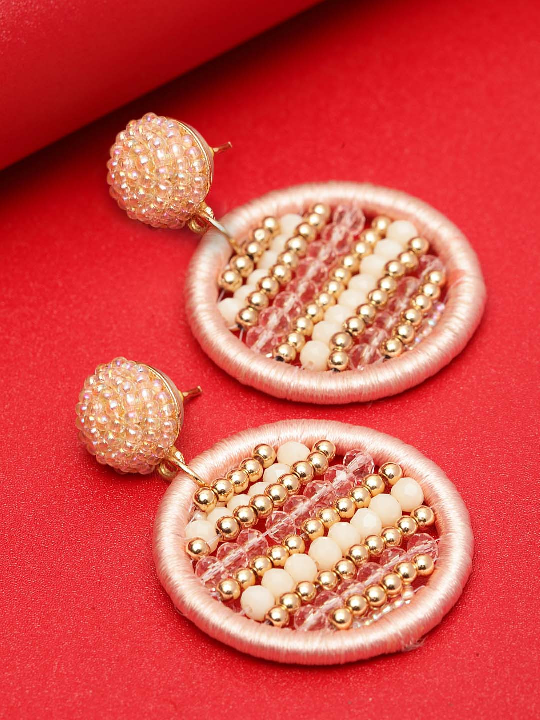 Madame Pink & Gold Circular Drop Earrings