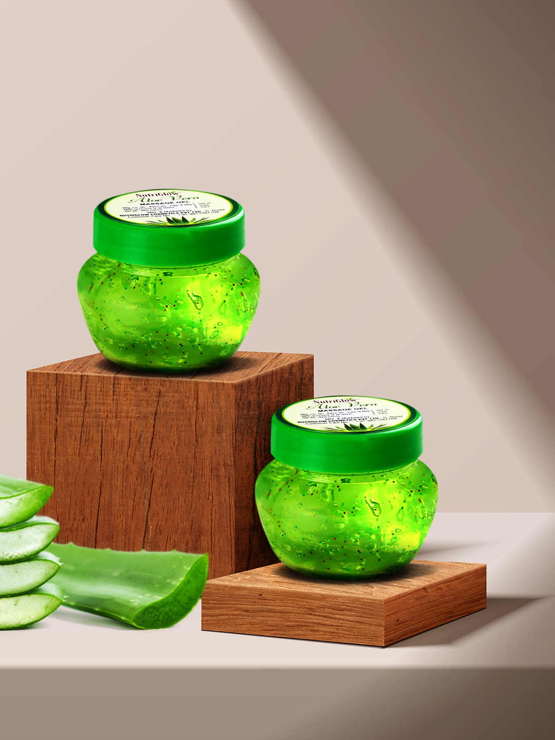 NutriGlow Pack of 2 Aloe Vera Moisturising Massage Gel with Nano Particles 200 g