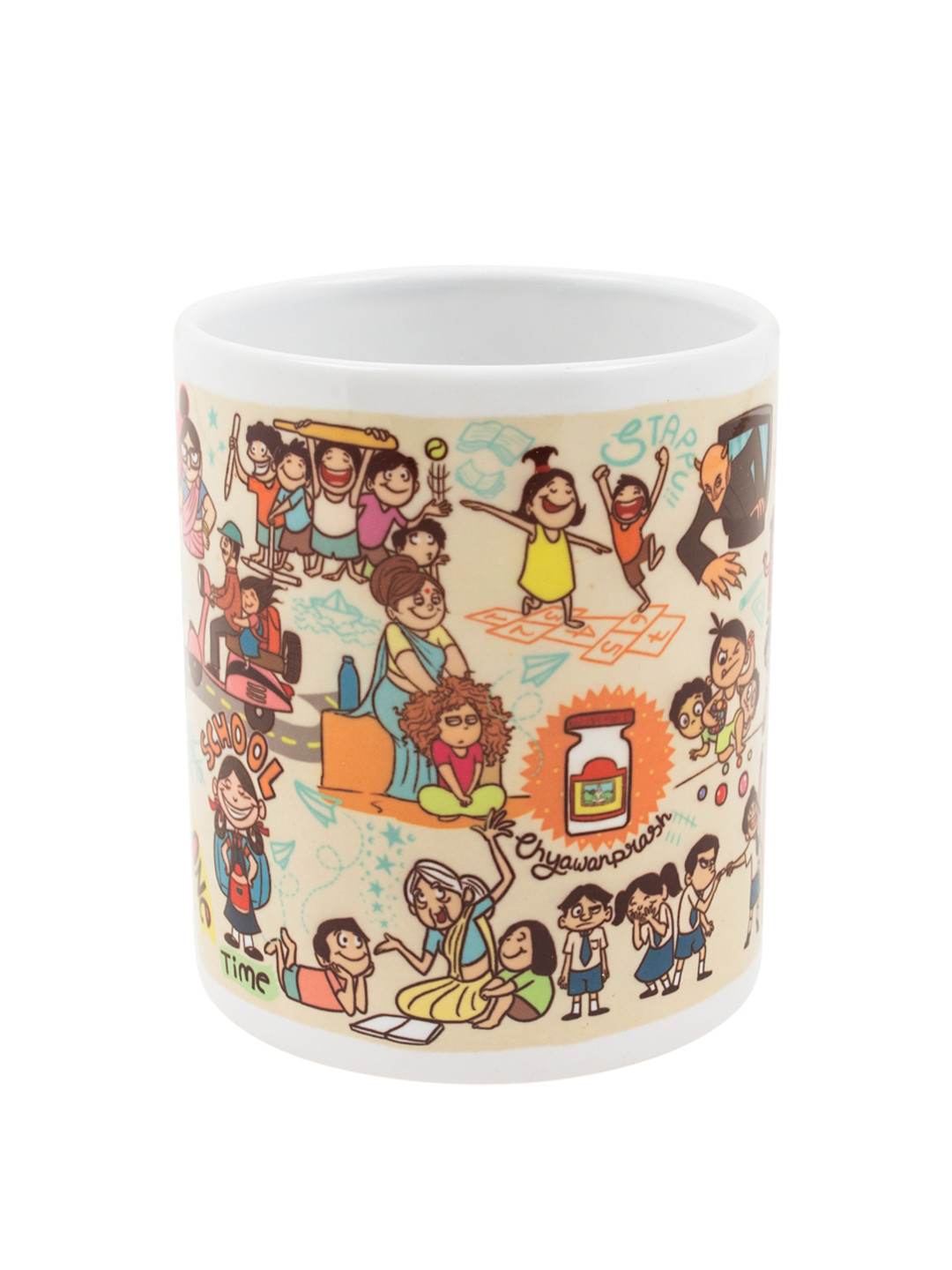 Chumbak Peach-Coloured & Orange Printed Childhood Coffee Mug