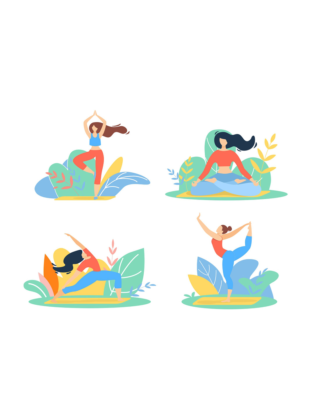 rawpockets Multicoloured Yoga Positions Wall Stickers