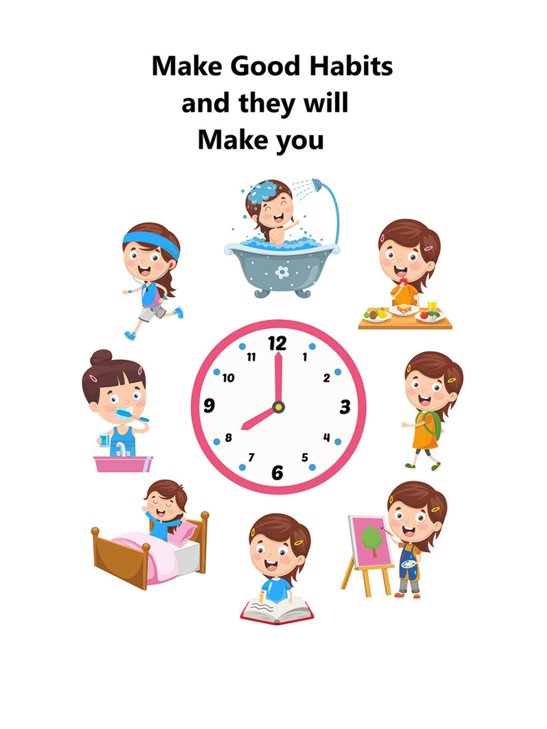 rawpockets Multicolored Kids Routine Wall Stickers