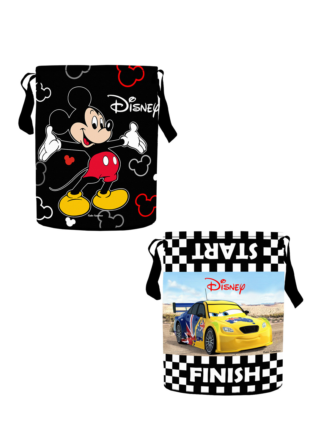 Kuber Industries Set Of 2 Black & White Disney Printed Waterproof Laundry Bags