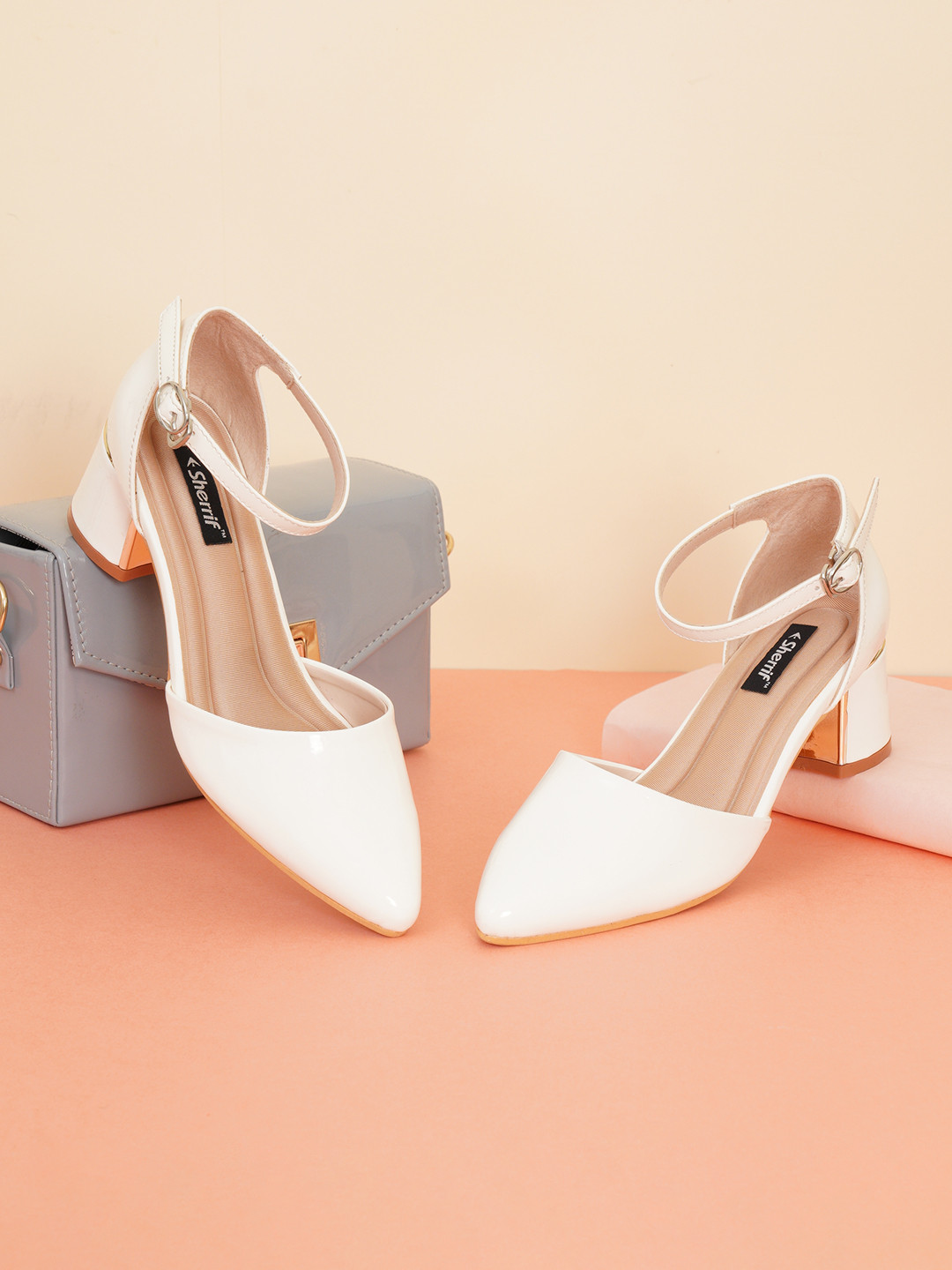 Sherrif Shoes Women White Solid Block Heels