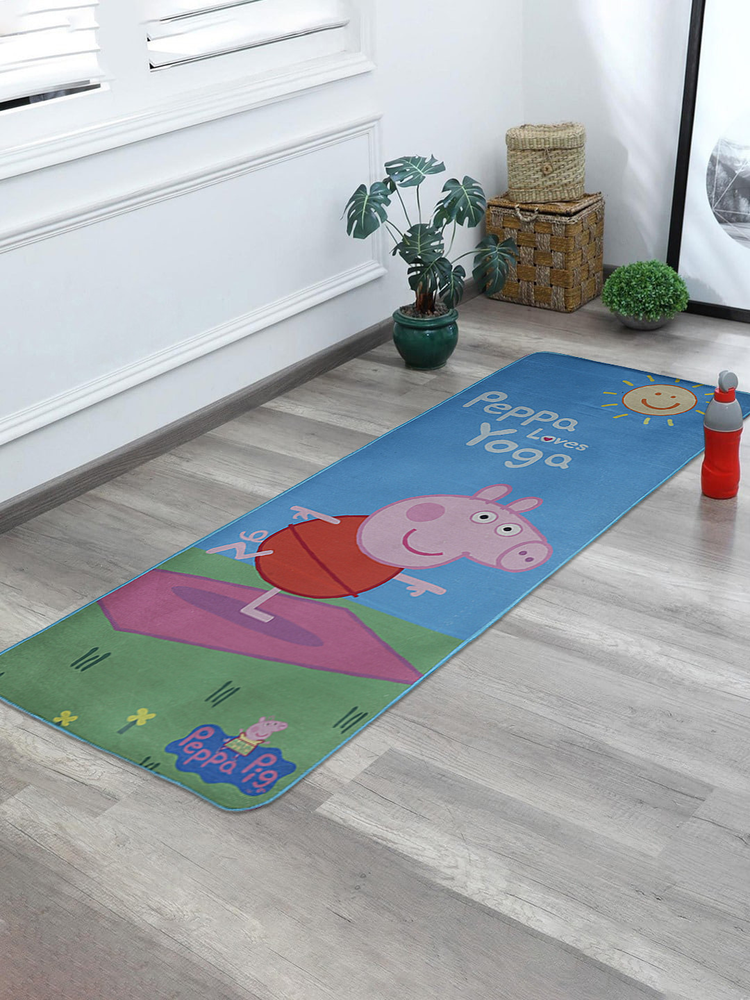 Saral Home Multi-Coloured Peppa Pig Soft Microfiber Anti Skid Exercise Mat (70cmx170cm)
