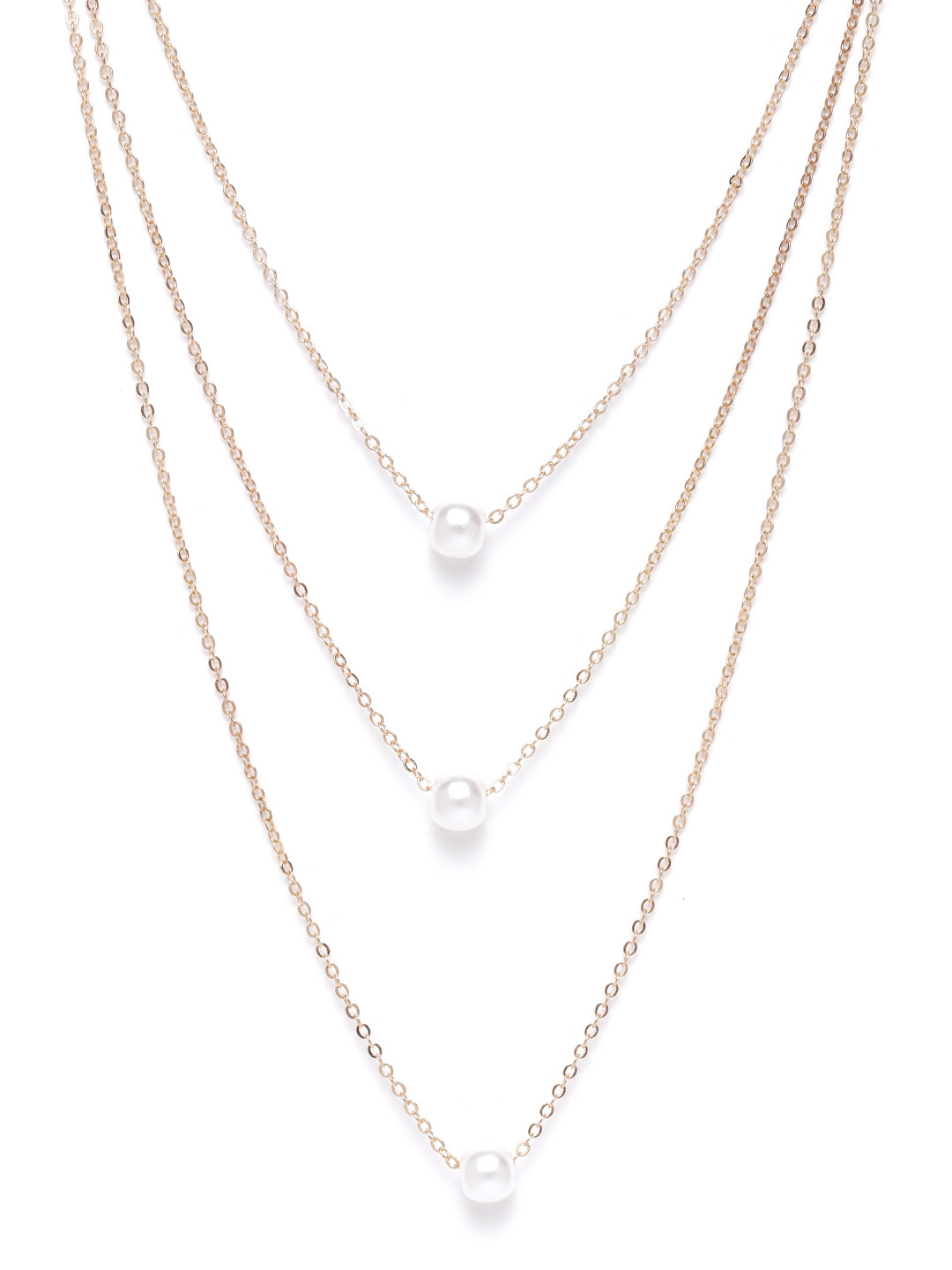Zaveri Pearls White Rose Gold-Plated Beaded Layered Necklace