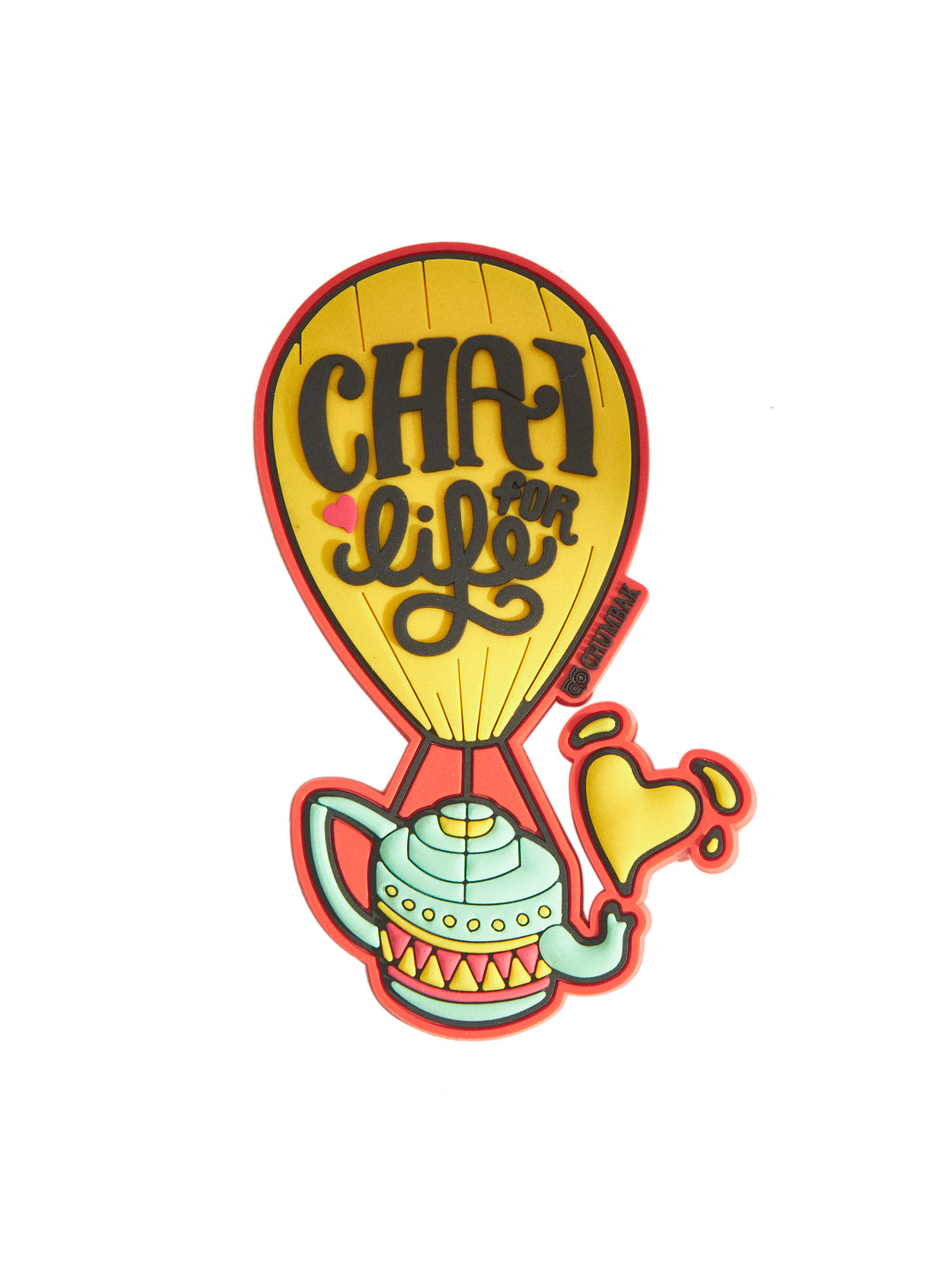 Chumbak Yellow & Red Printed Chai For Life Magnet