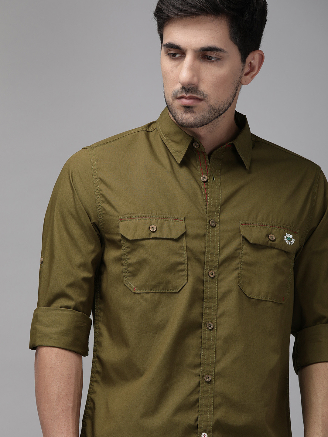 Roadster Men Olive Green Regular Fit 