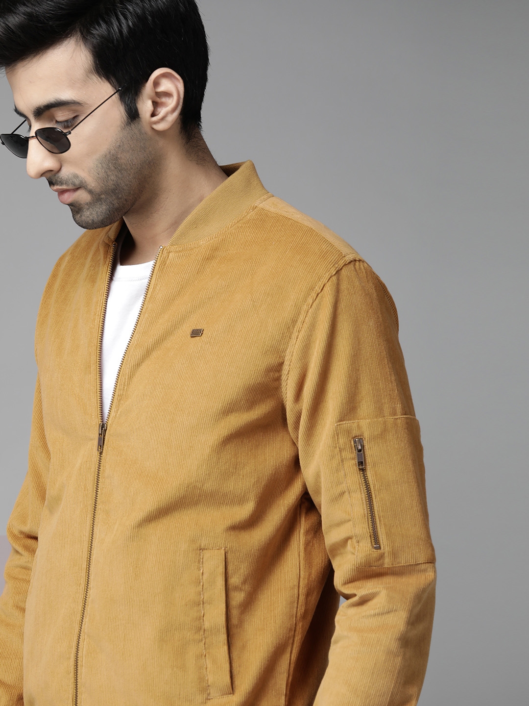 Mustard yellow outlet bomber jacket mens