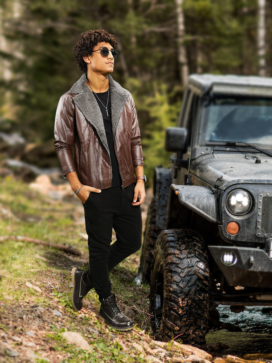 Roadster Men Brown Faux Leather Jacket