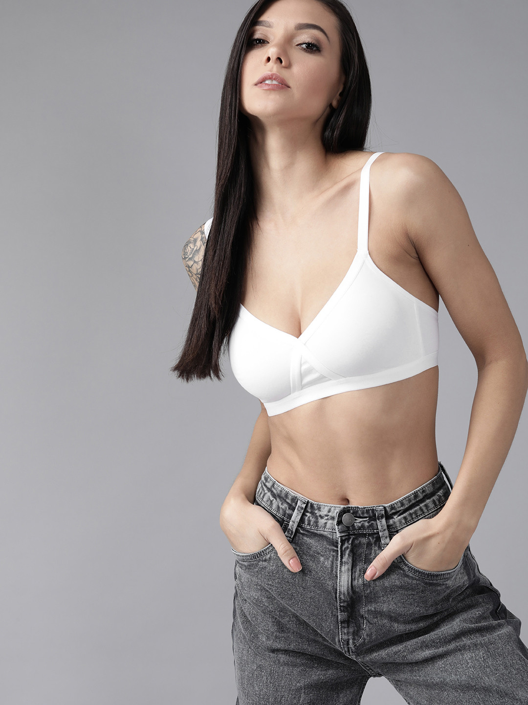 Roadster White Solid Non-Wired Non Padded Everyday Bra