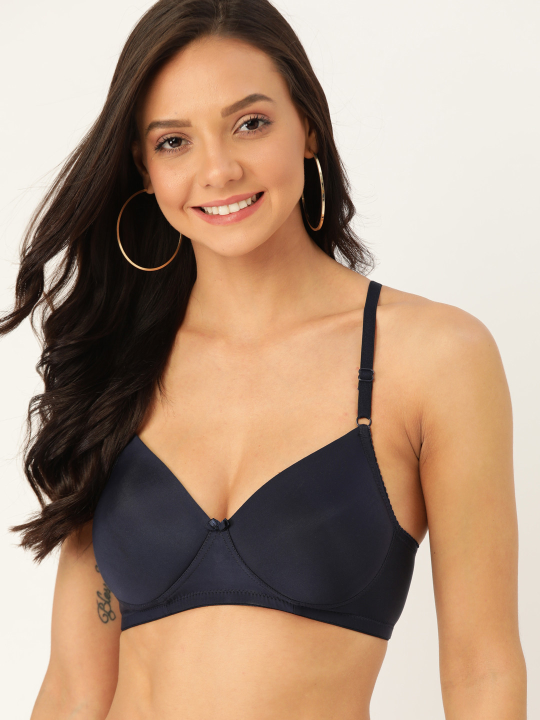 DressBerry Navy Blue Solid Non-Wired Lightly Padded Everyday Bra PM-BRA-BK-001A