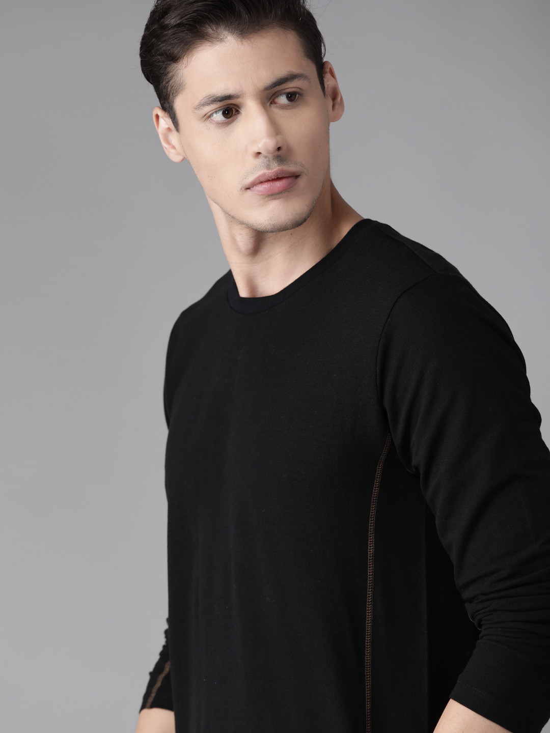 Roadster Men Black Pure Cotton T-shirt