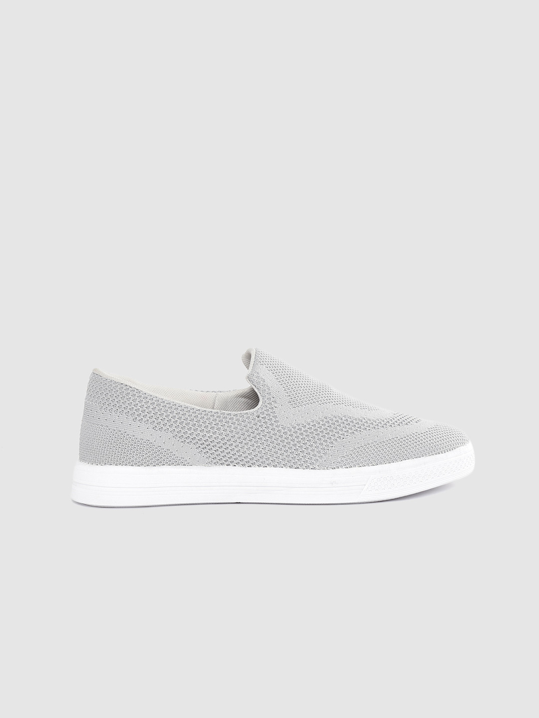 HRX by Hrithik Roshan Women Grey Woven Design Fly Slip-On Sneakers