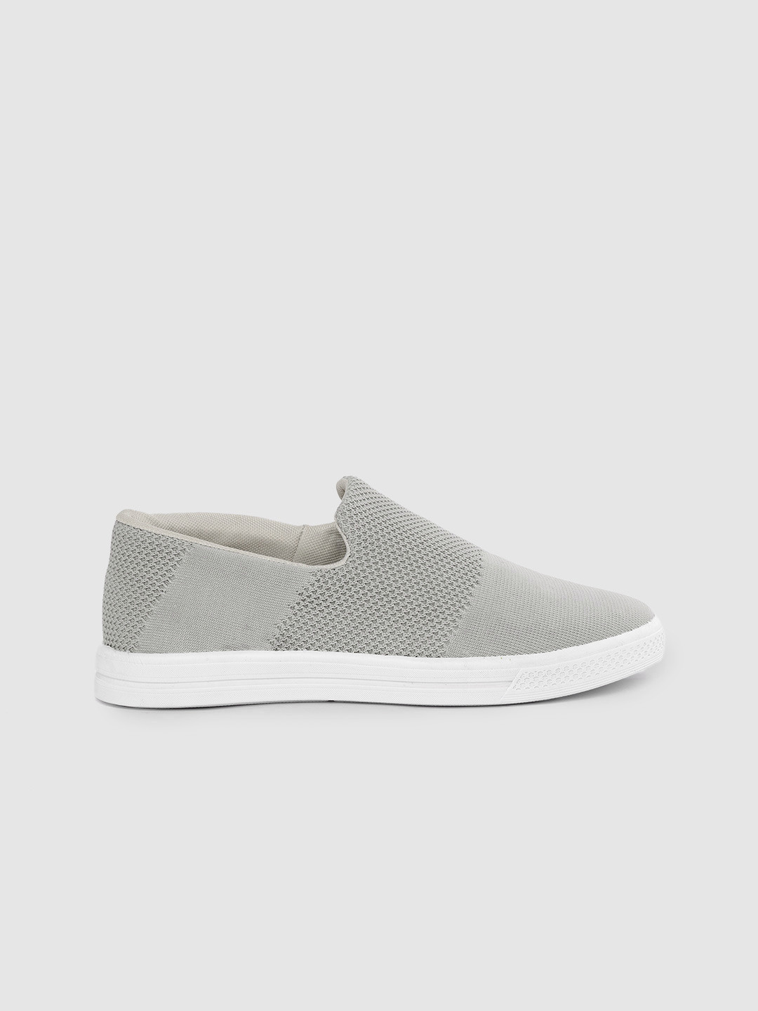 HRX by Hrithik Roshan Women Grey Woven Design Fly Slip-on Sneakers