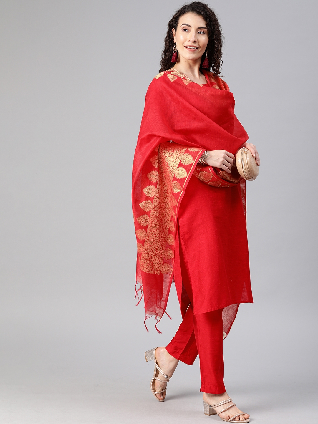 Buy Anouk Women Red Solid Kurta With Trousers  Dupatta  Kurta Sets for  Women 12134716  Myntra