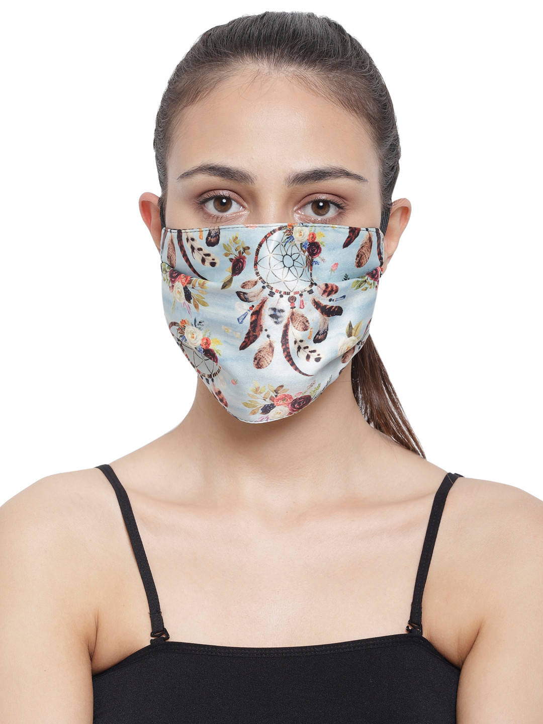 The House of Tara Unisex Blue & Brown Wrinkle Free Reusable 3-Ply Protective Outdoor Mask