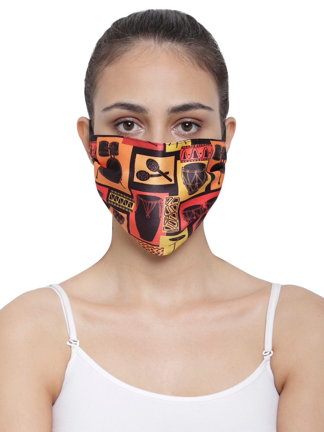 The House of Tara Adults Brown Printed 3-Ply Wrinkle Free Reusable Adjustable Cloth Mask