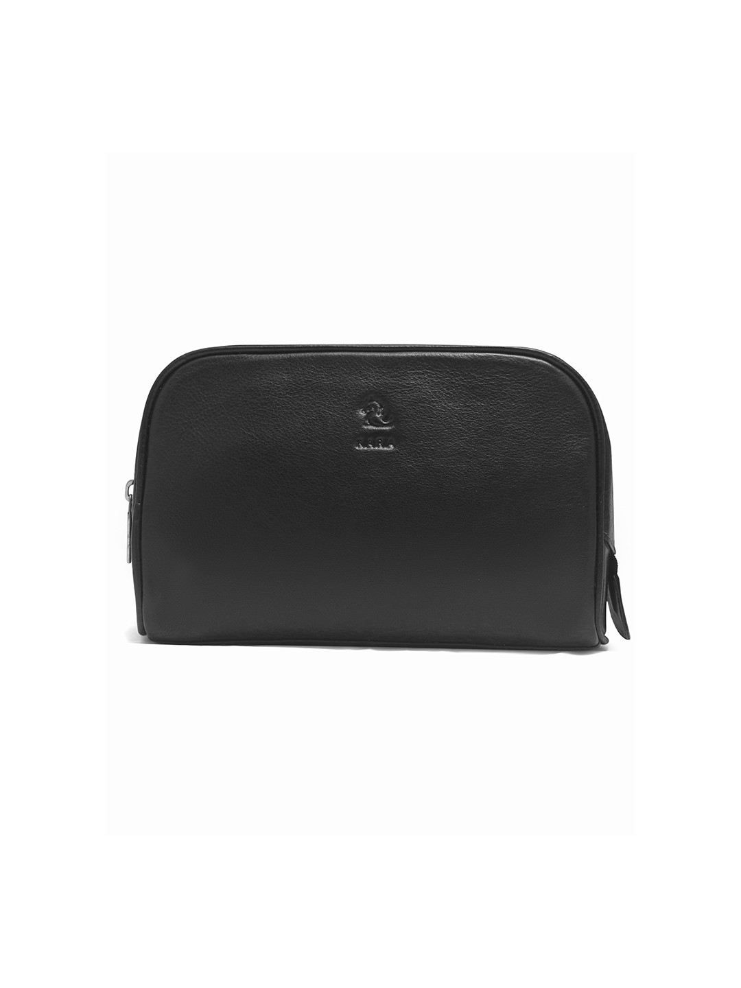 Kara Unisex Black Malia Travel Leather Toiletry Kit