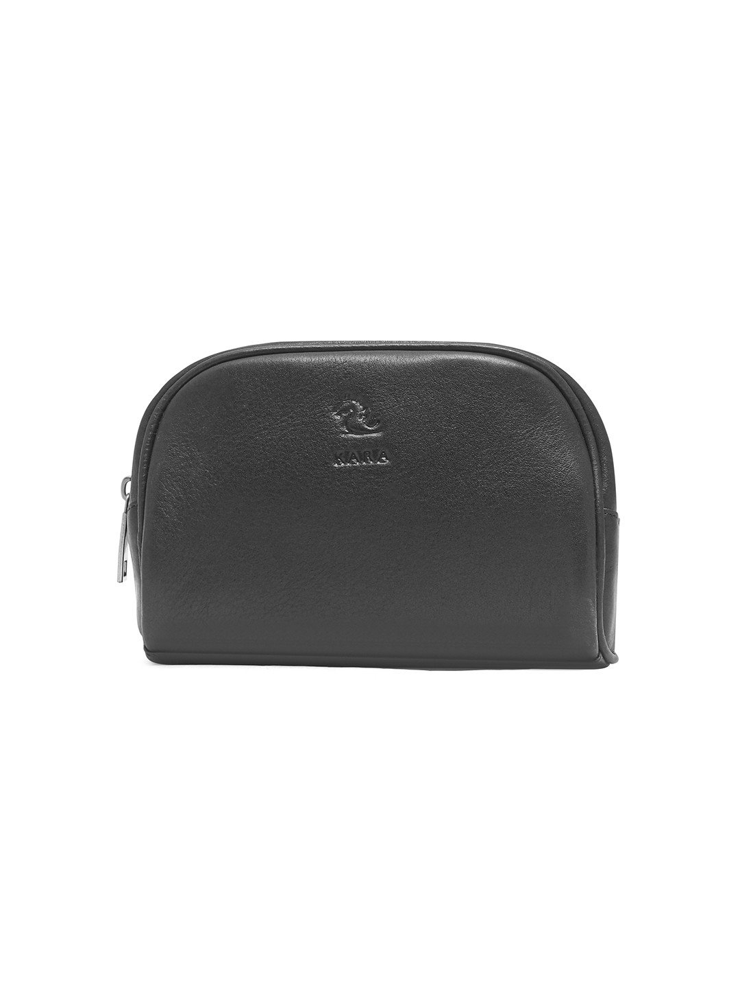 Kara Women Black Sasha Travel Leather Toiletry Kit