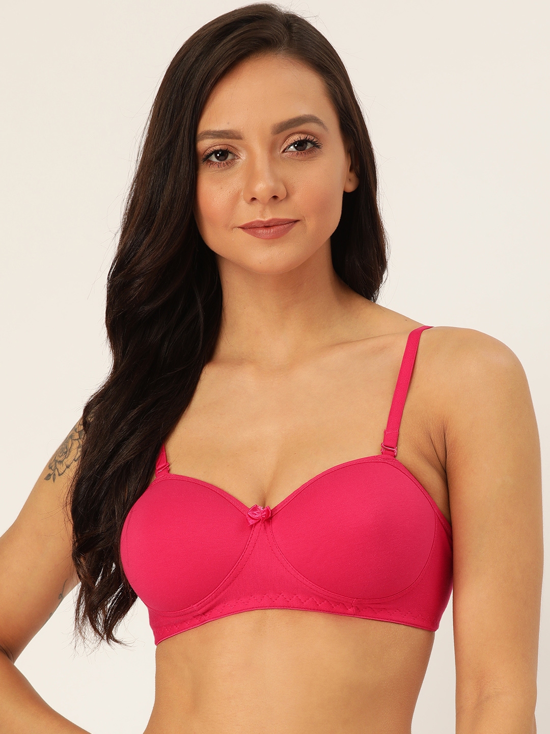 Buy Lady Lyka Pink Solid Non Wired Lightly Padded T Shirt Bra