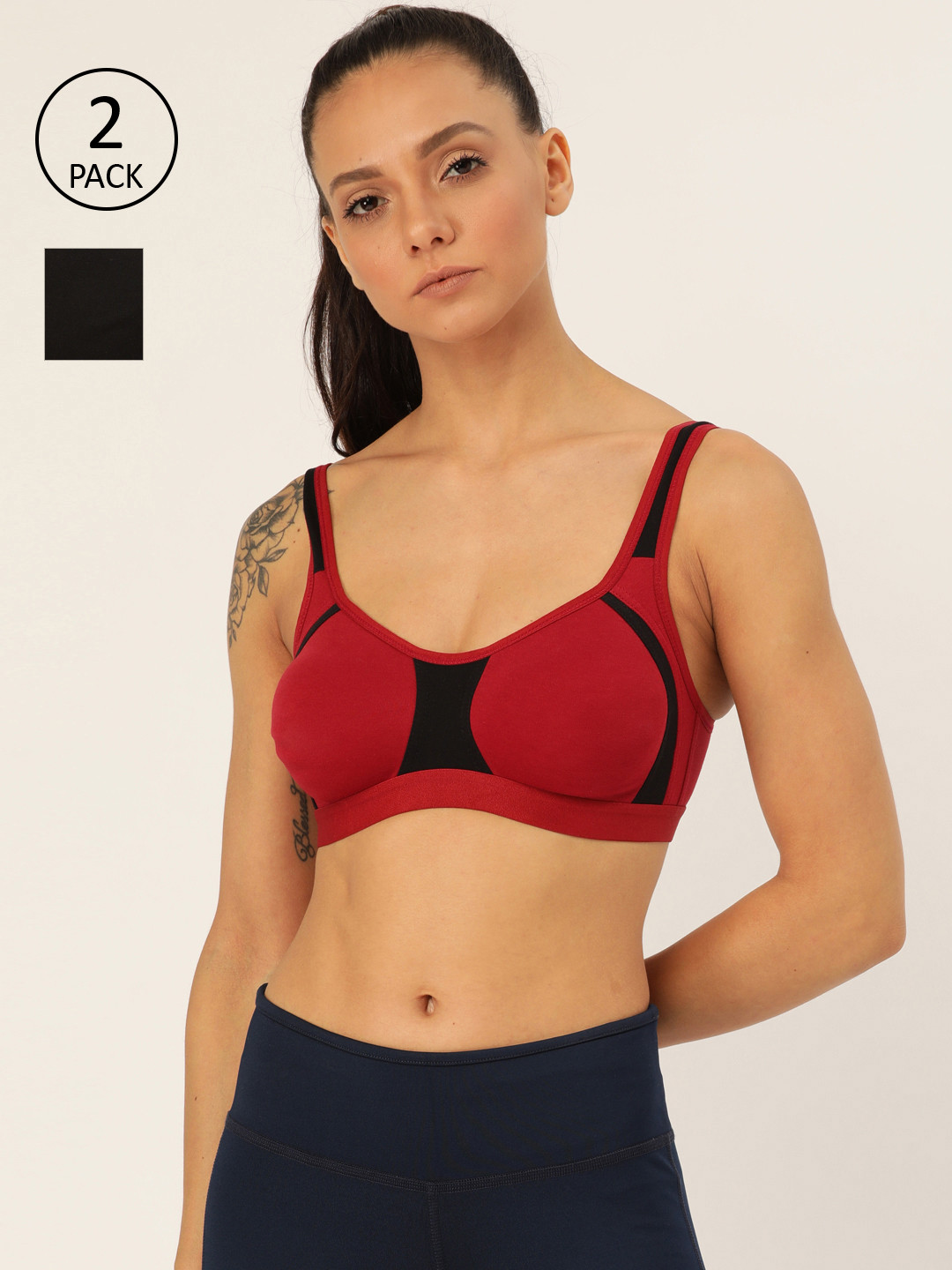 Lady Lyka Pack Of 2 Solid Non-Wired Non Padded Sports Bras YOUNGSTER-01