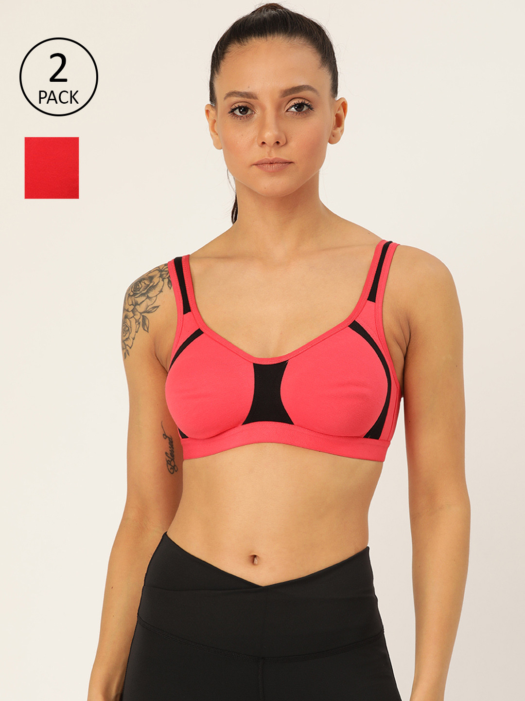 Lady Lyka Pack Of 2 Solid Non-Wired Non Padded Sports Bras YOUNGSTER-01