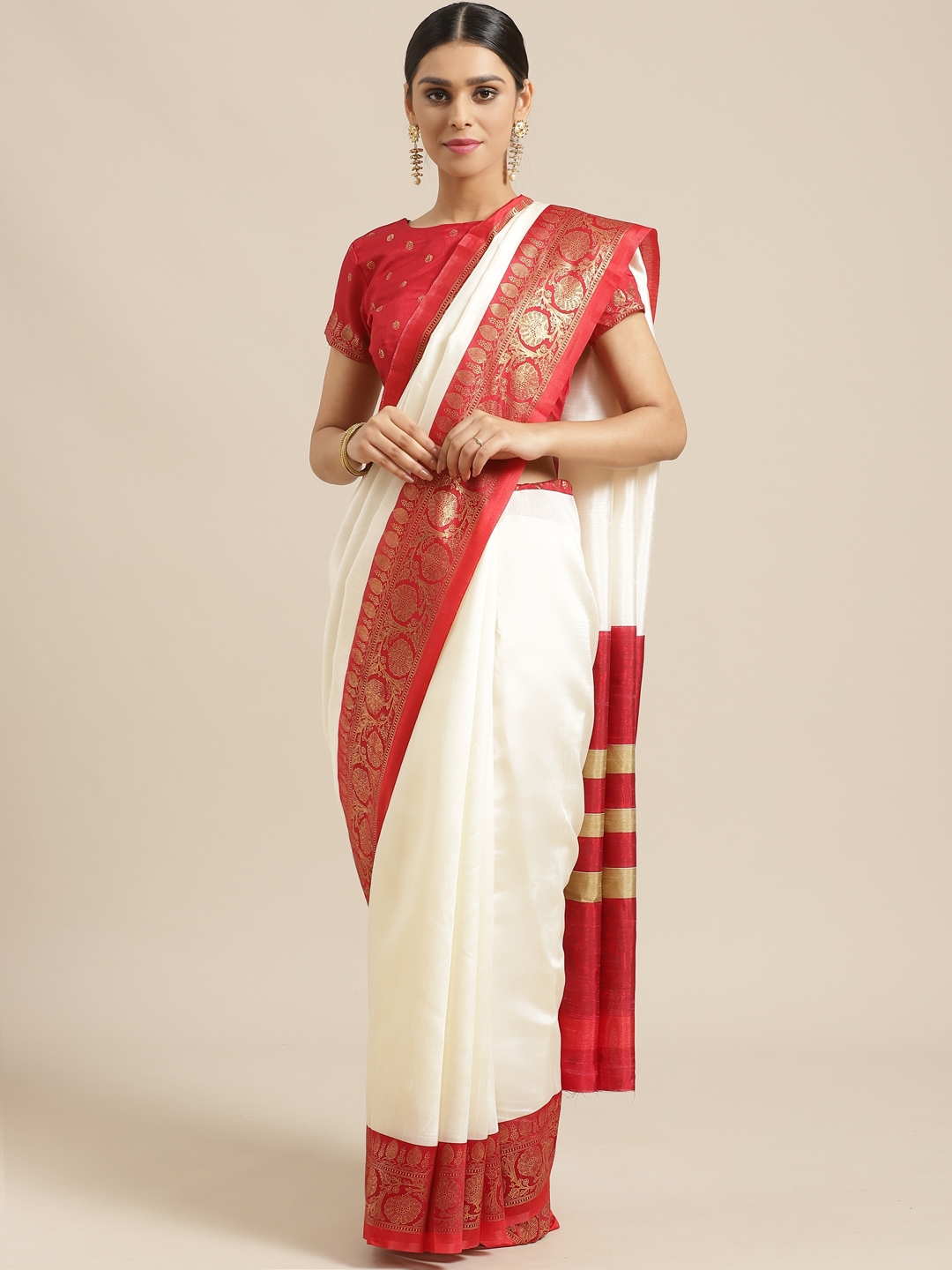 Off-white kanchipuram silk saree at kanjivaramsilks.com | Fashion show  dresses, Stylish sarees, Fashion