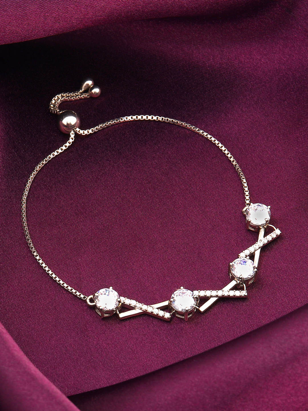 GIVA 925 Silver Plated Zircon Excess Bracelet