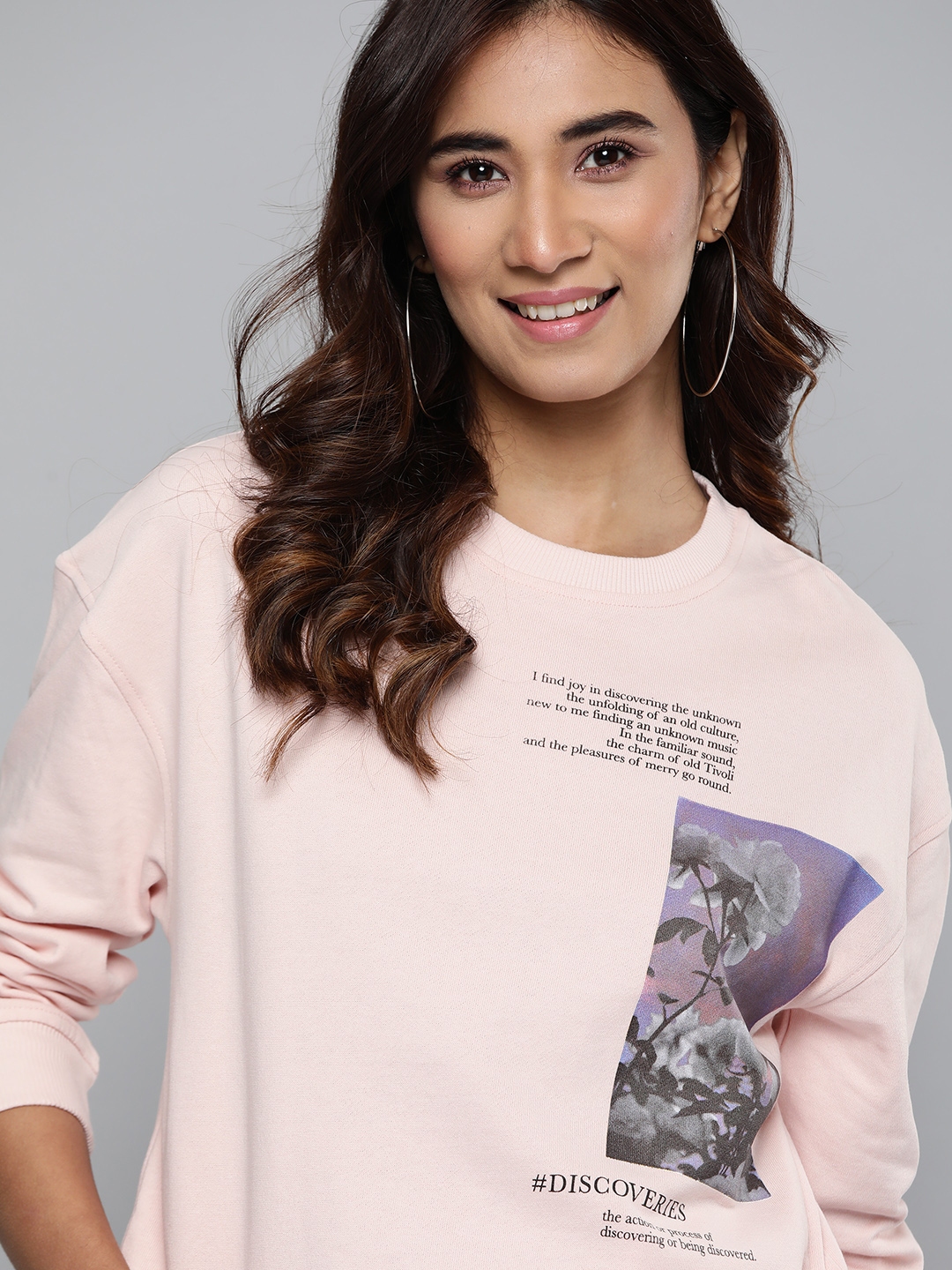 Mast Harbour Women Pink Purple Graphic Print Pure Cotton Sweatshirt