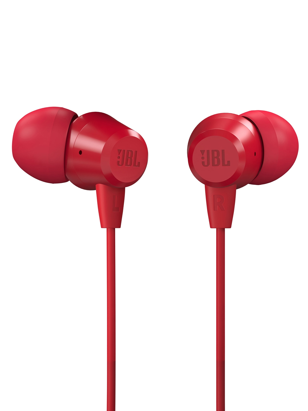 JBL Red In Ear Wired Headphones with Mic T50HI