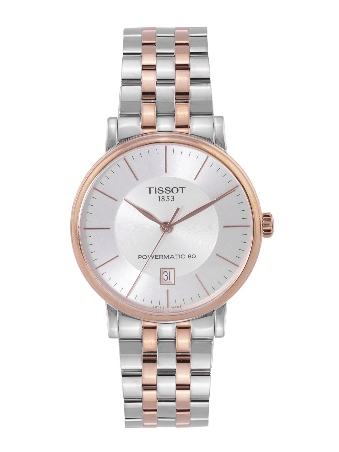 TISSOT Men Silver-Toned Carson Premium Powermatic 80 Swiss Analogue Watch T1224072203101