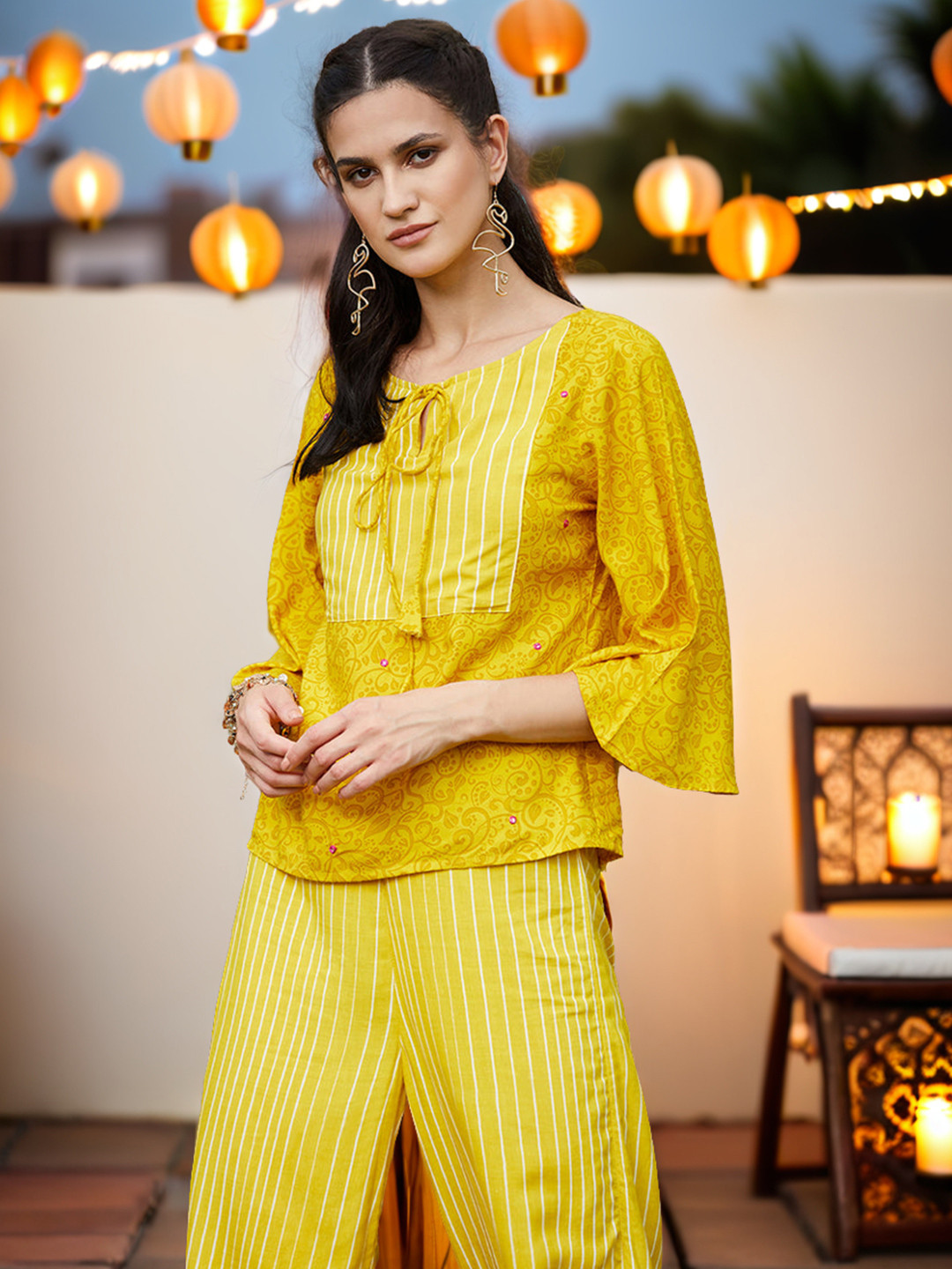 Pannkh Women Yellow Printed Top