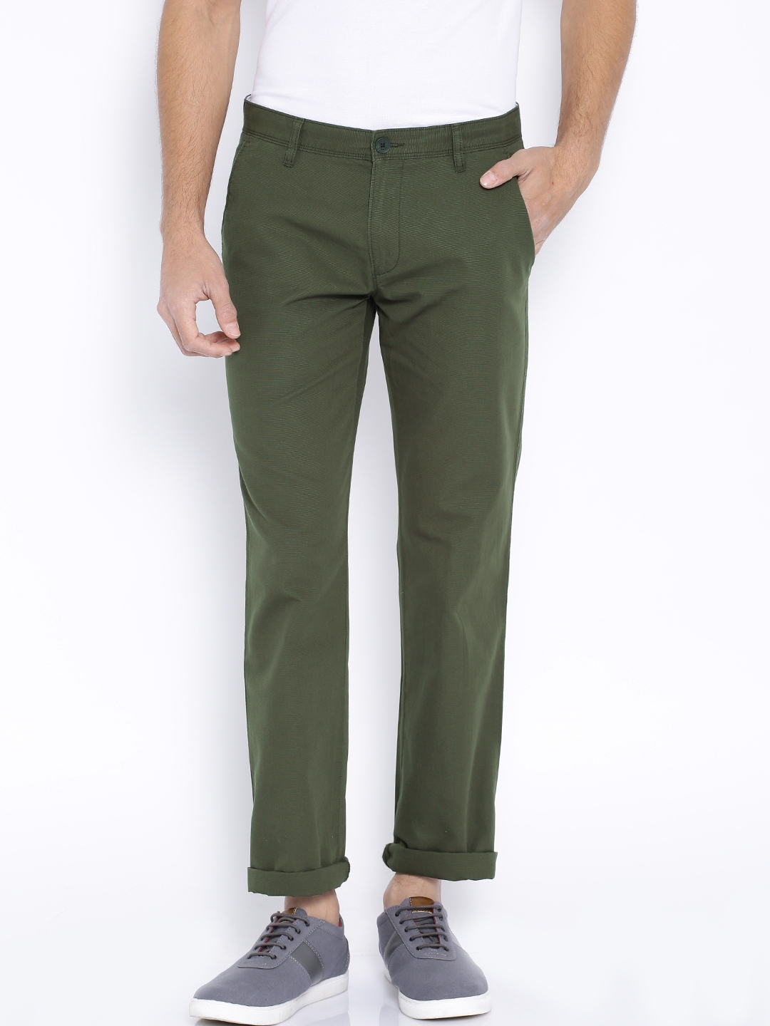 Byford By Pantaloons Grey Solid Regular Fit Chinos - Buy Byford By
