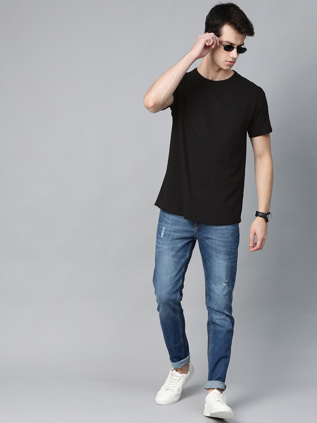 Harvard Men Black Anti Microbial Solid Round Neck T-shirt