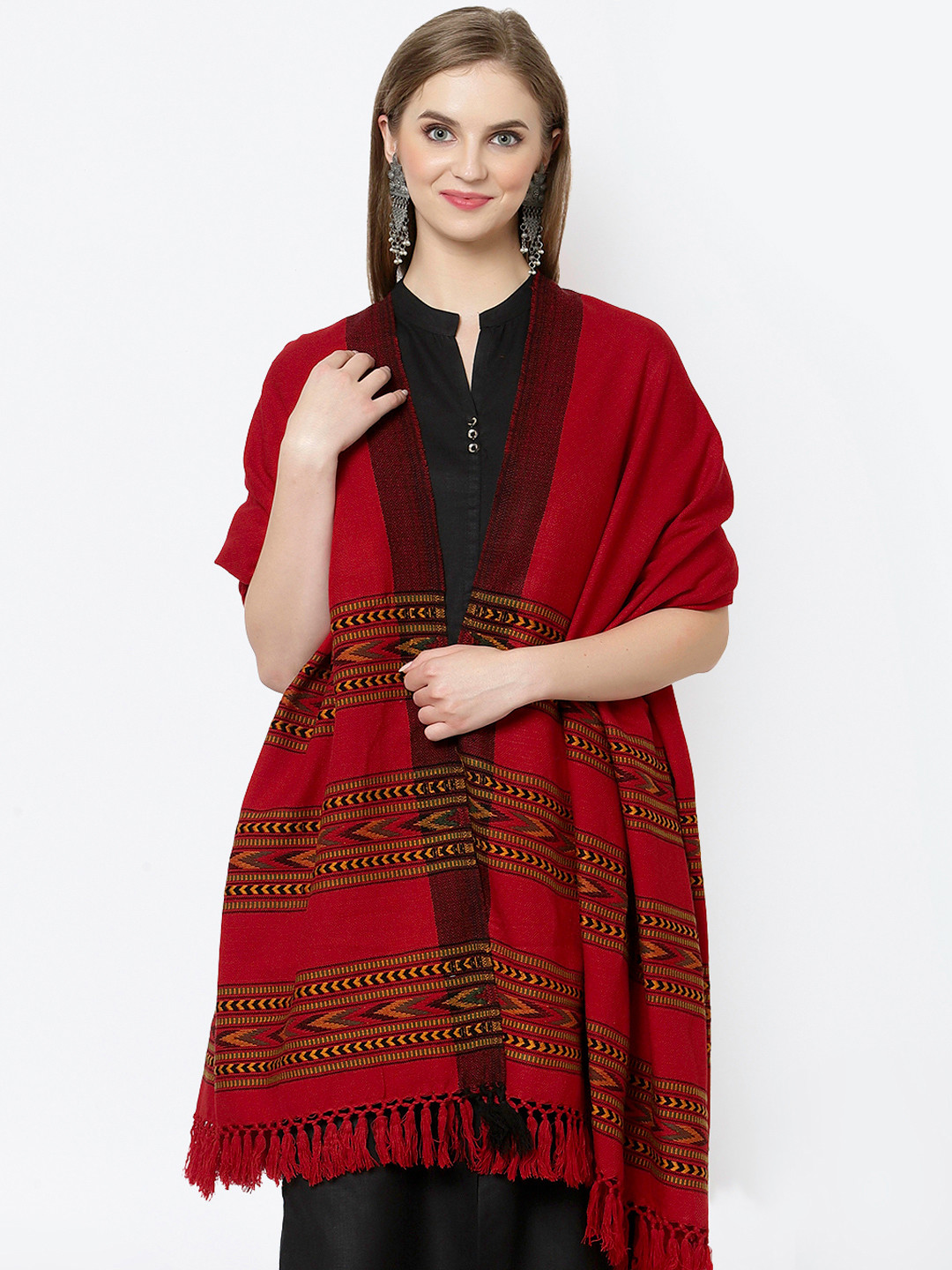 WEAVERS VILLA Women Kullu Pattern Woven Winter Shawl