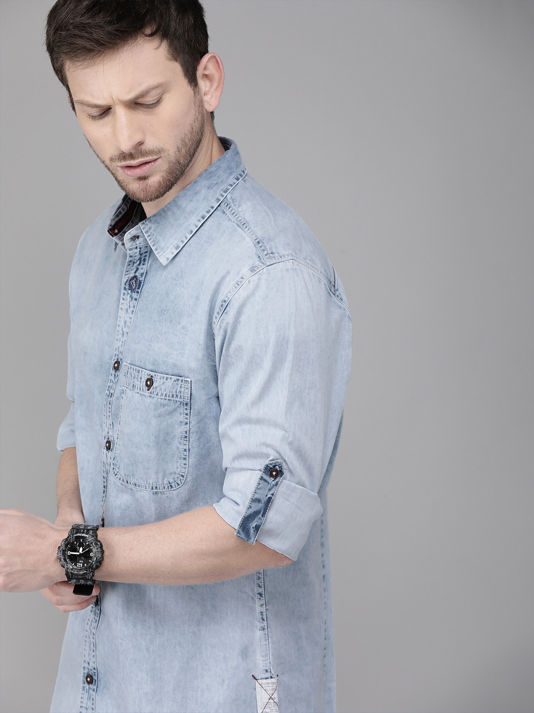 Roadster Men Blue Denim Shirt