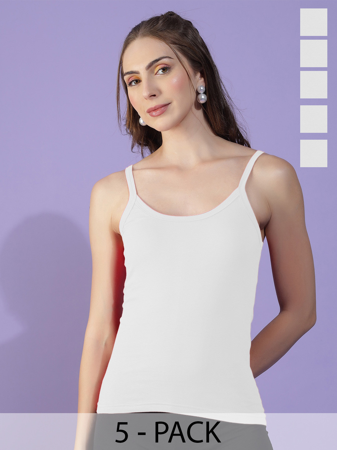 Dollar Missy Pack of 5  Combed Cotton Camisole 351-WH-PO5
