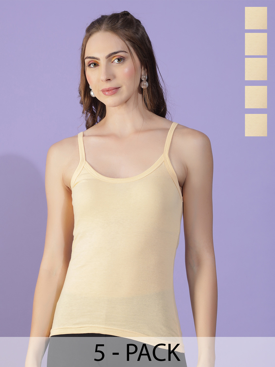 Dollar Missy Pack of 5  Combed Cotton Camisole 351-SKN-PO5