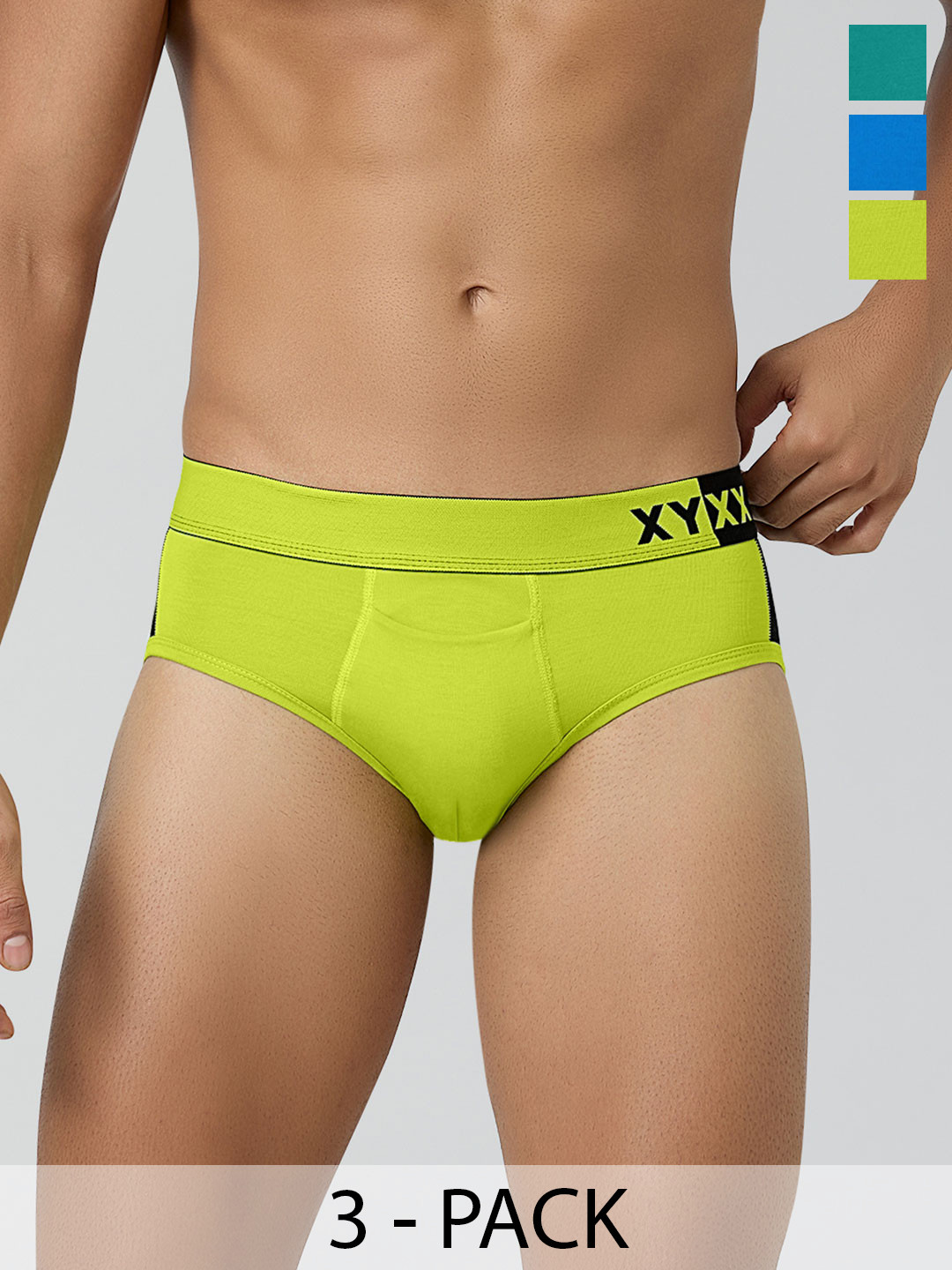 XYXX Men Pack of 3 Colourblocked Ultra-Soft Antimicrobial Briefs XYBRF3PCKN260XXL